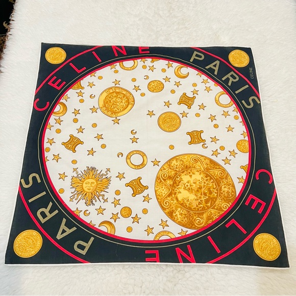 CELINE Paris Square Multicolor Bandanna/Scarf Size 21” x 21”. - Picture 4 of 12